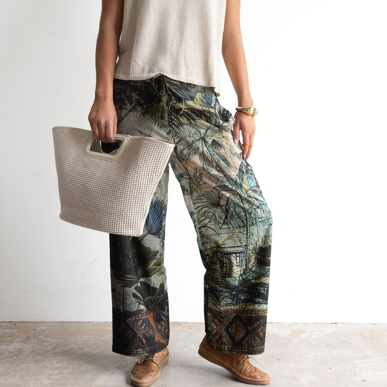 Cotton Corduroy Wide Leg Pant by Orientique - Tropical Jungle - 7621