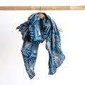 Cotton Maxi Scarf Sarong Wrap - Indigo Echo