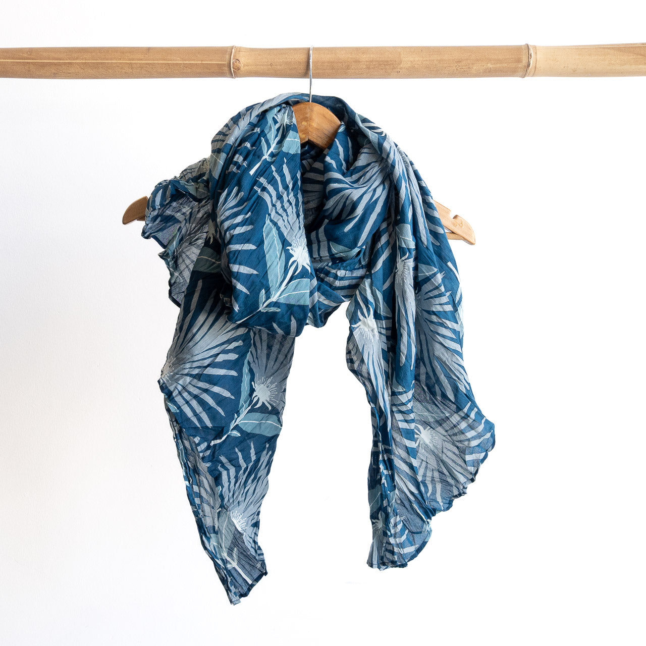 Cotton Maxi Scarf Sarong Wrap - Indigo Echo