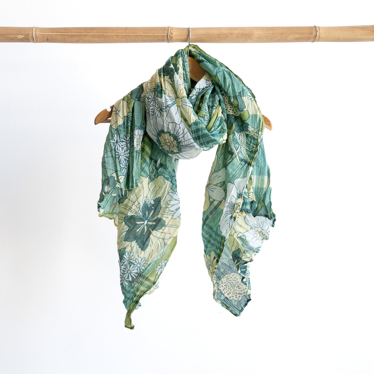 Cotton Maxi Scarf Wrap Sarong- Petal & Plaid