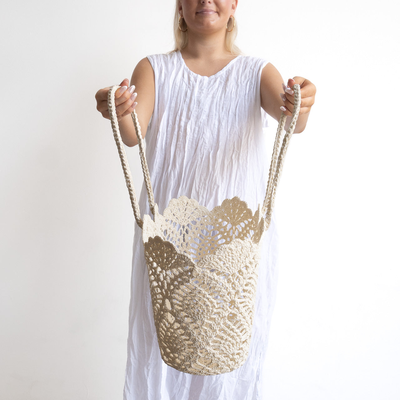 Crochet Weave Basket Tote