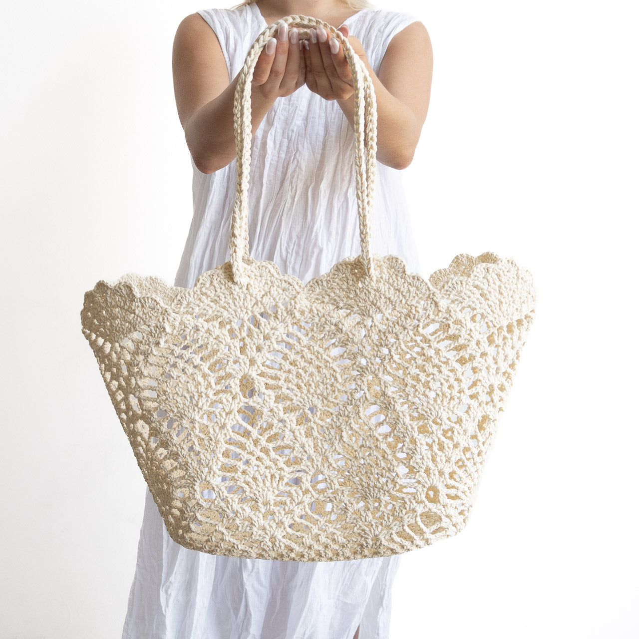 Crochet Weave Basket Tote
