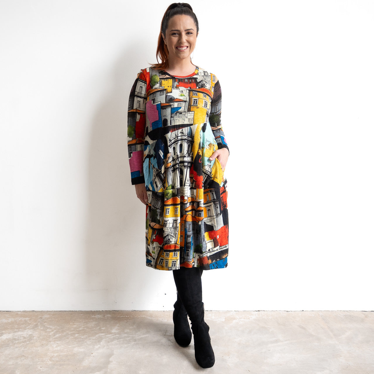 Curves Cotton Knit Dress by Orientique - Porto - 21483