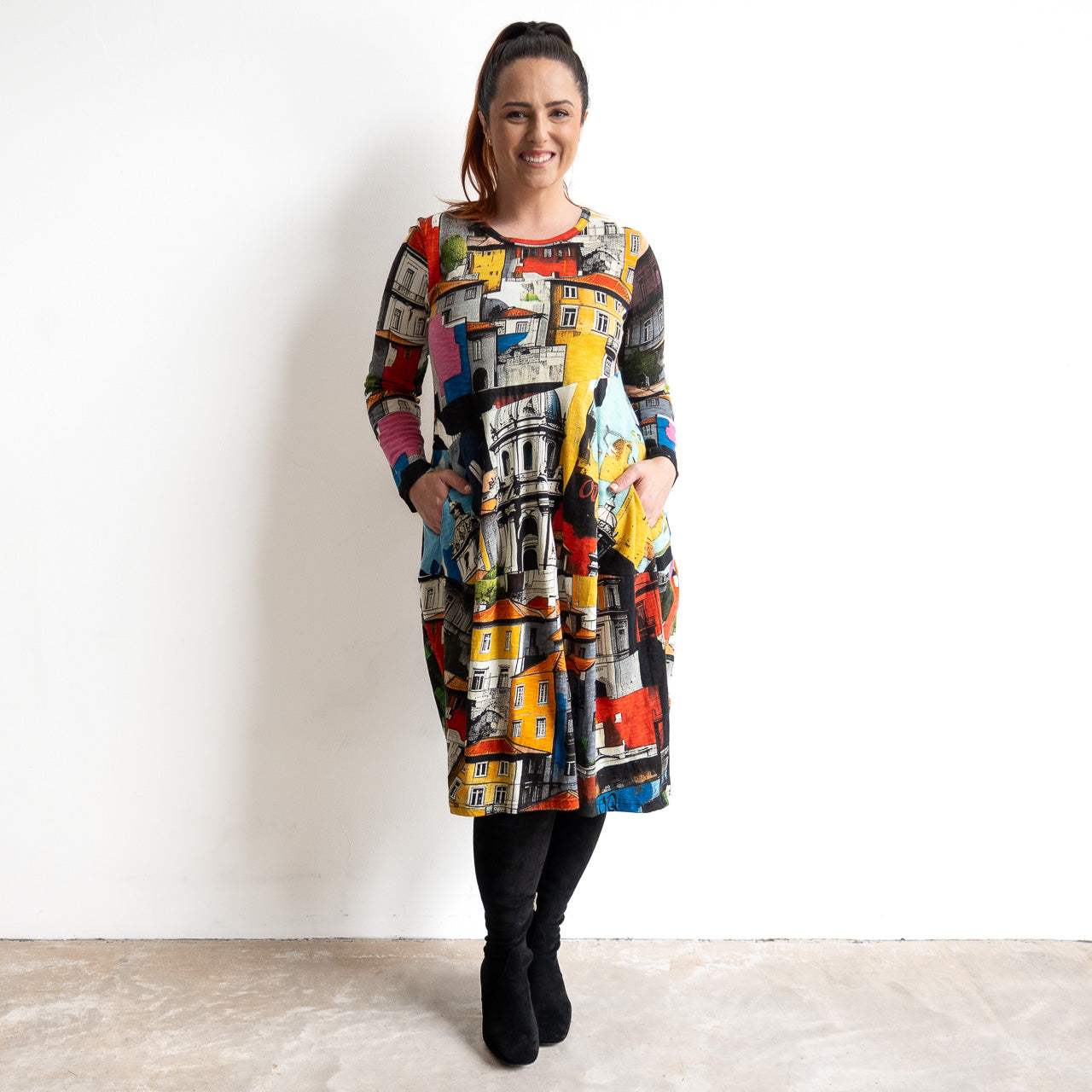 Curves Cotton Knit Dress by Orientique - Porto - 21483