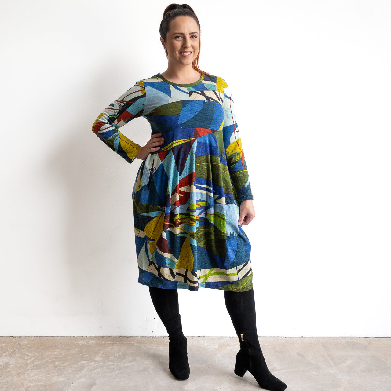 Curves Cotton Knit Dress by Orientique - Abstract - 21483