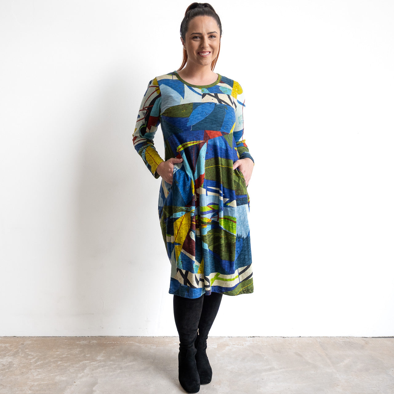 Curves Cotton Knit Dress by Orientique - Abstract - 21483