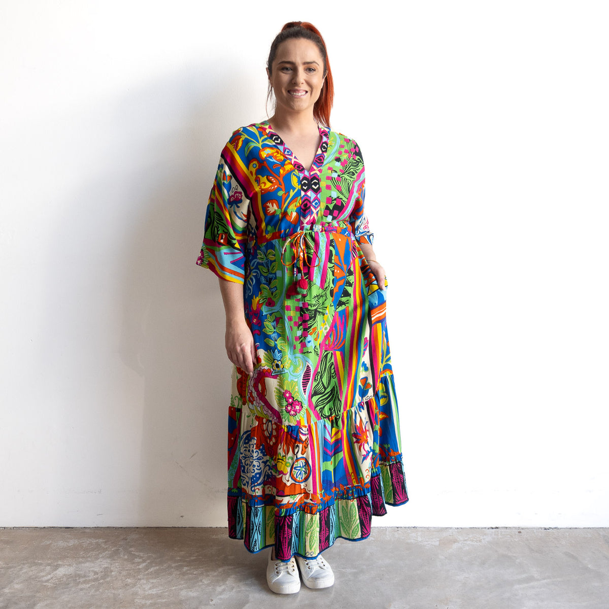 Drawstring Layer Maxi Dress - Bonnieux - 30256