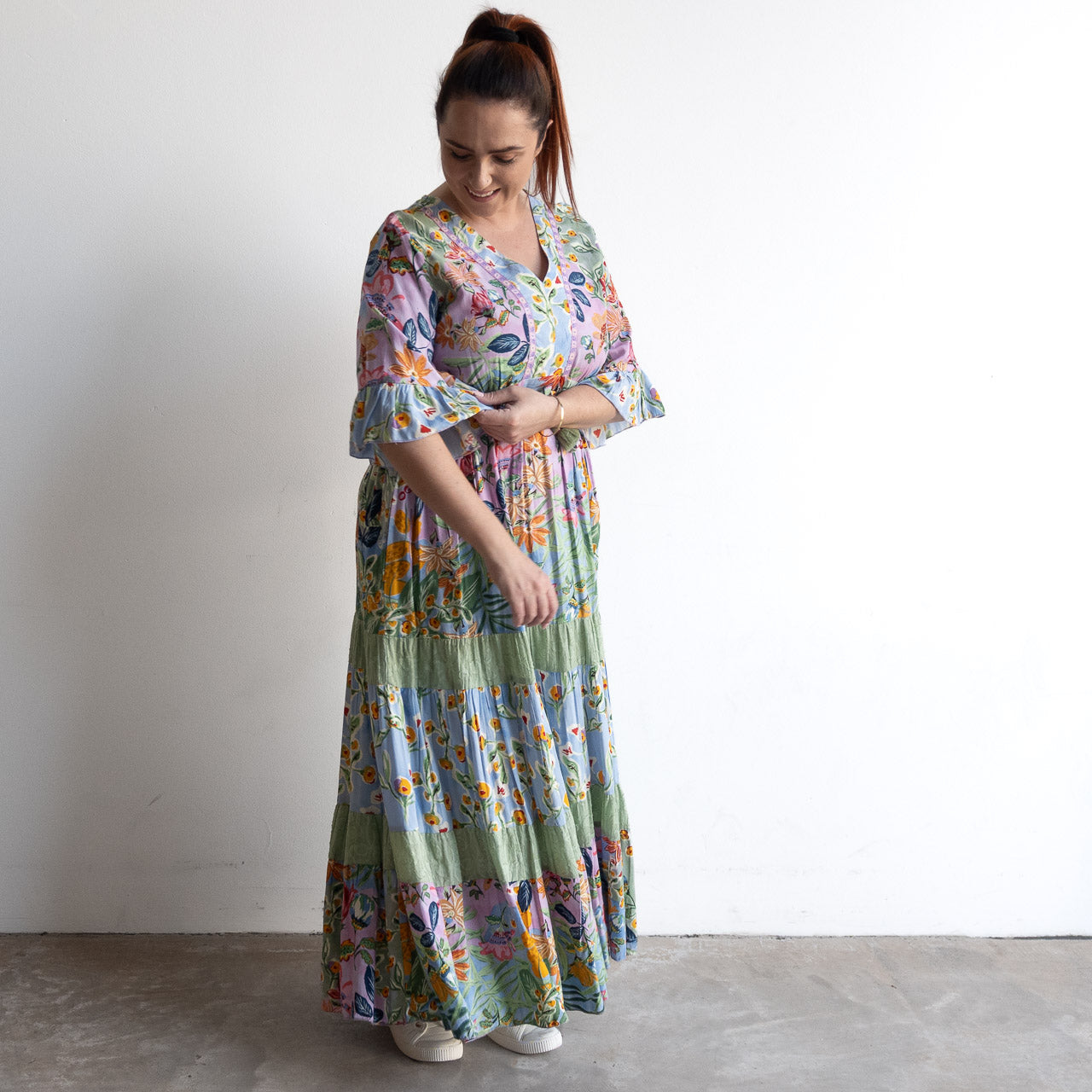 Drawstring Layer Maxi Dress - Sur Mer - 91317