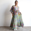 Drawstring Layer Maxi Dress - Sur Mer - 91317