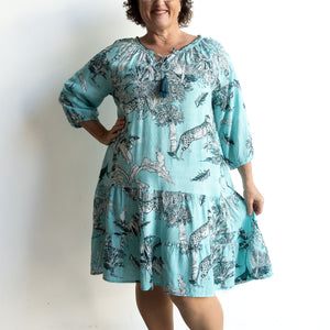 Drop Waist Smock Dress - Safari Turquoise