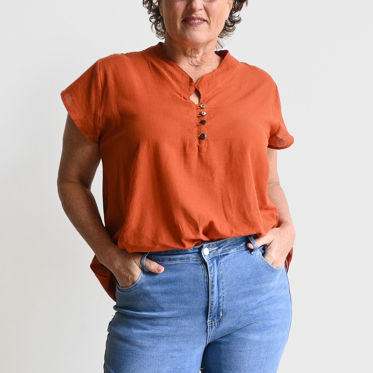 Easy Fit Cotton Cap Sleeve Tunic Top -  KOBOMO