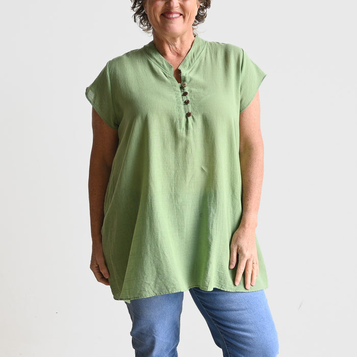 Easy Fit Cotton Cap Sleeve Tunic Top