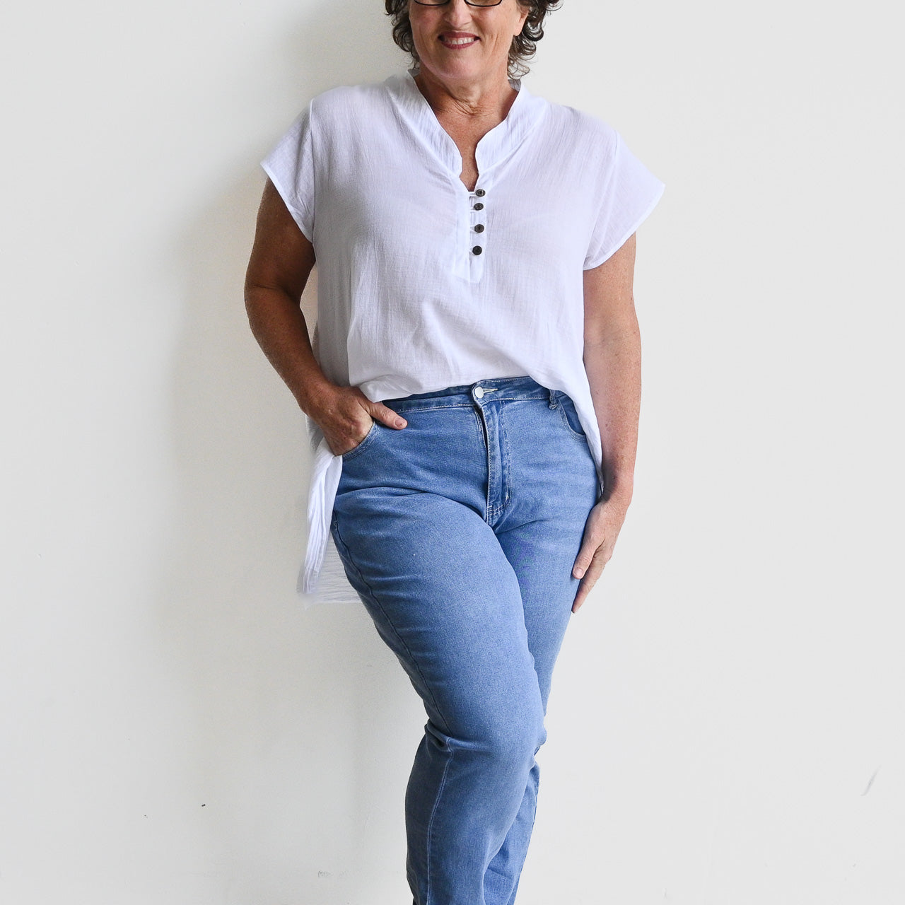 Easy Fit Cotton Cap Sleeve Tunic Top -  KOBOMO