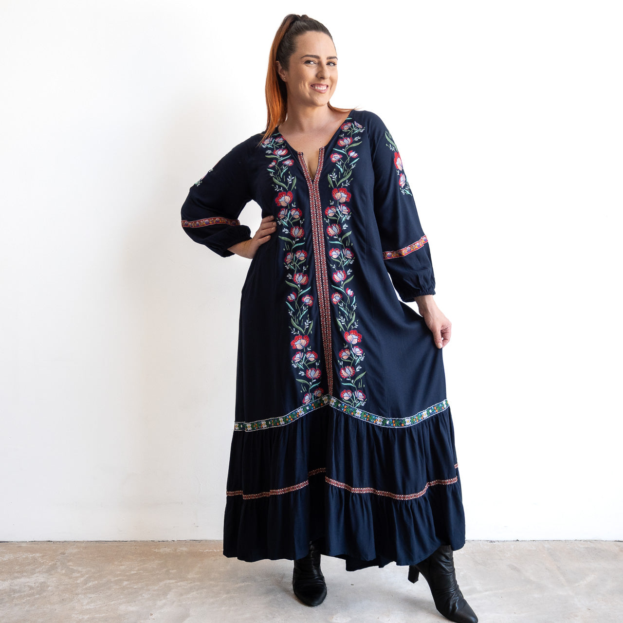 Embroidered Maxi Dress by Orientique - Ivanova - 91283