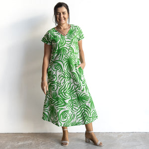 Empire Midi Shift Dress by Orientique Australia - Suriname Green - 40172