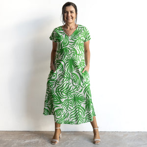 Empire Midi Shift Dress by Orientique Australia - Suriname Green - 40172