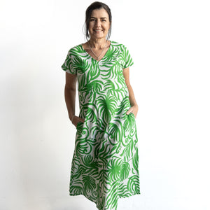 Empire Midi Shift Dress by Orientique Australia - Suriname Green - 40172