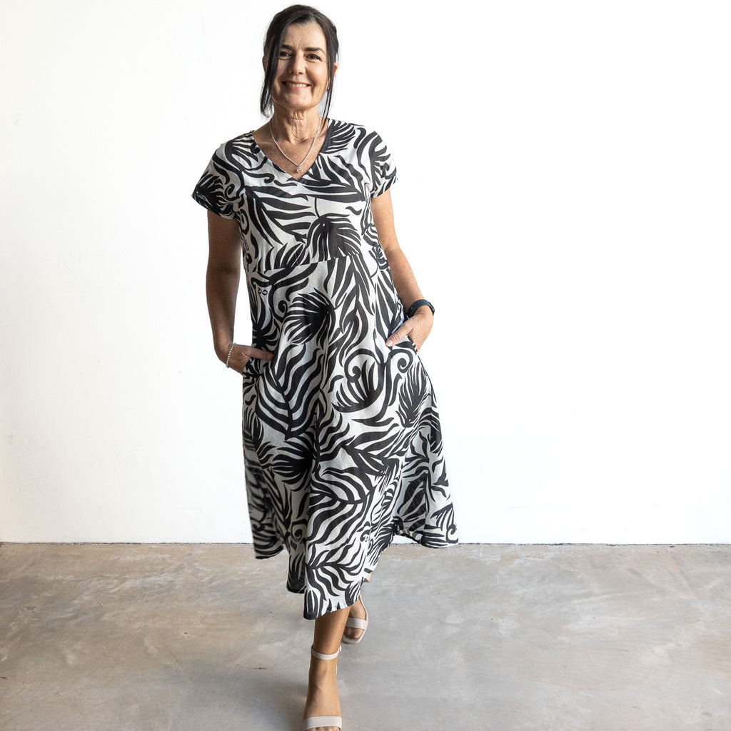 Empire Midi Shift Dress by Orientique Australia - Suriname Black - 40176