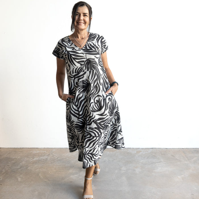 Empire Midi Shift Dress by Orientique Australia - Suriname Black - 40176