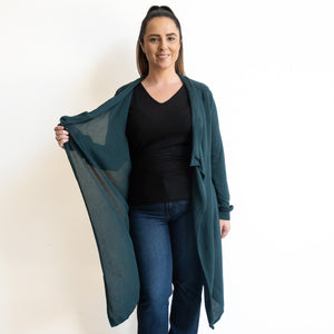 Fine Cotton Knit Waterfall Cardigan Wrap by Orientique Australia - 1293