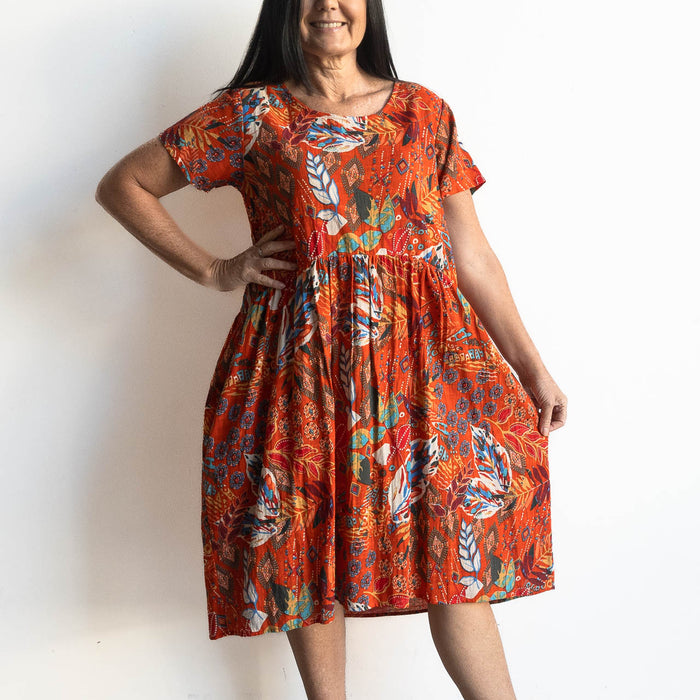 Flow Smock Dress by Orientique Australia - Serengeti - 91014