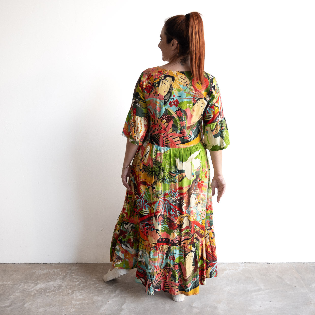 Frill Hem Maxi Dress - Jardin Exotique - 1157
