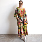 Frill Hem Maxi Dress - Jardin Exotique - 1157