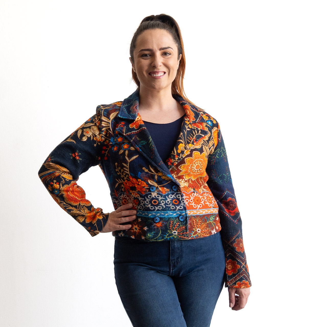 Gallery Cropped Blazer by Orientique - Embroidery - 62813