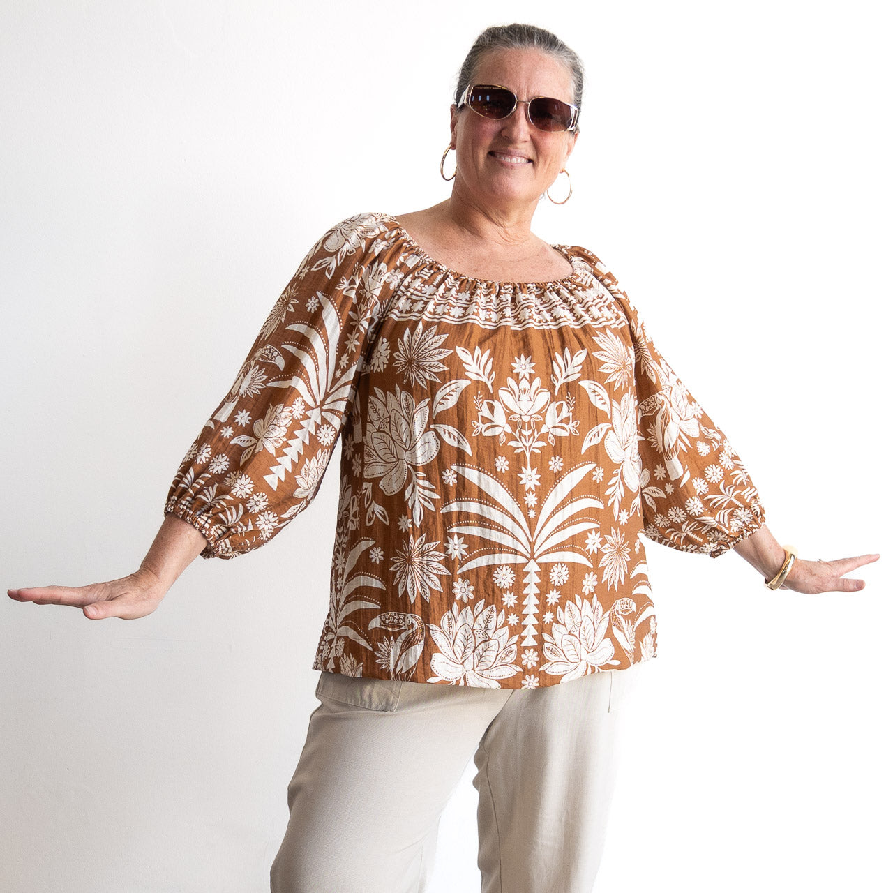 Gather Blouse - On & Off Shoulder - Hawaii