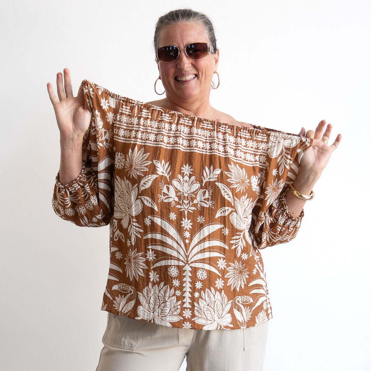 Gather Blouse - On & Off Shoulder - Hawaii