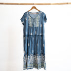 Gathered Cotton Maxi Dress - Ornate Denim