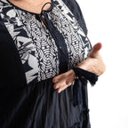 Gathered Cotton Maxi Dress - Tropical Border Navy