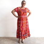 Gathered Cotton Maxi Dress - Persian Border
