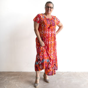 Gathered Cotton Maxi Dress - Persian Border