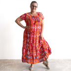 Gathered Cotton Maxi Dress - Persian Border