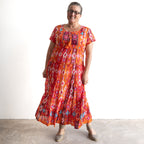 Gathered Cotton Maxi Dress - Persian Border