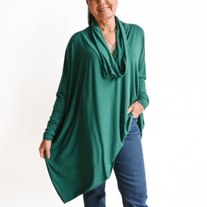 The Glider Poncho Tee in Bamboo - PineGreen KOBOMO