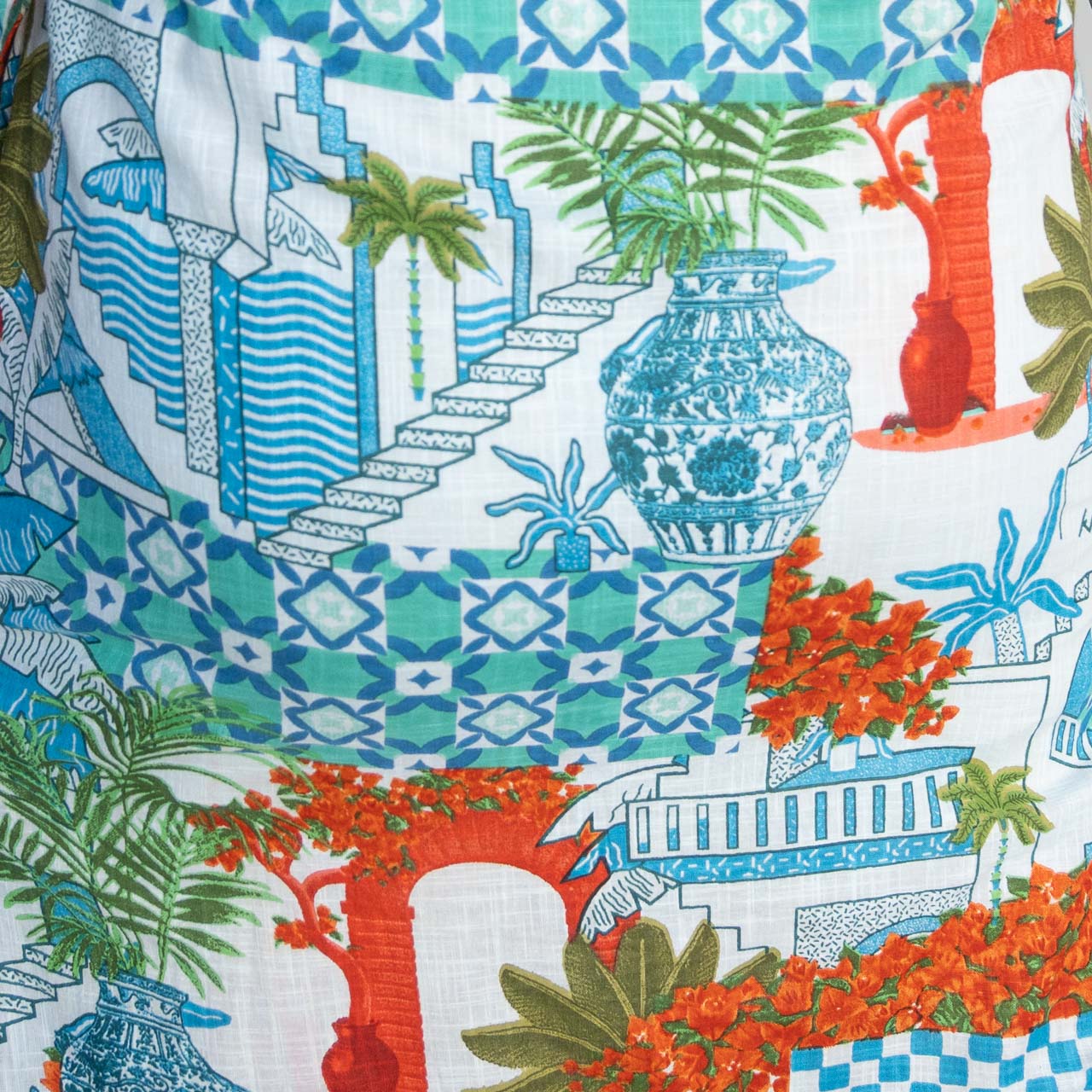 Poolside Cotton Shirt Dress - Greek Island Aqua