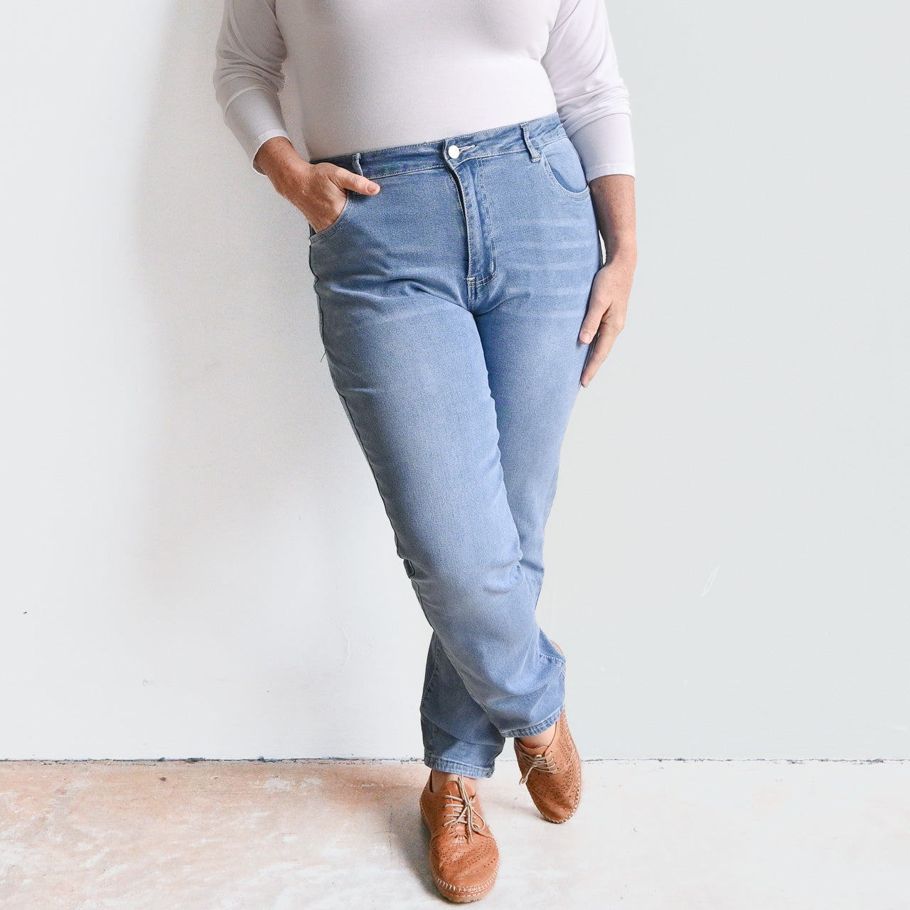 High-Waist Stretch Denim Jeans -  KOBOMO
