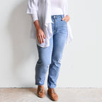 High-Waist Stretch Denim Jeans -  KOBOMO