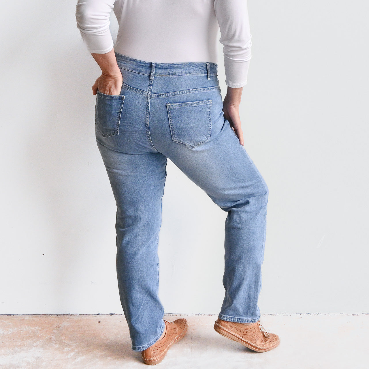 High-Waist Stretch Denim Jeans -  KOBOMO