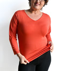 I'll Be There Long Sleeve T-shirt by KOBOMO Bamboo - BrickRedXXL-Size2022 KOBOMO