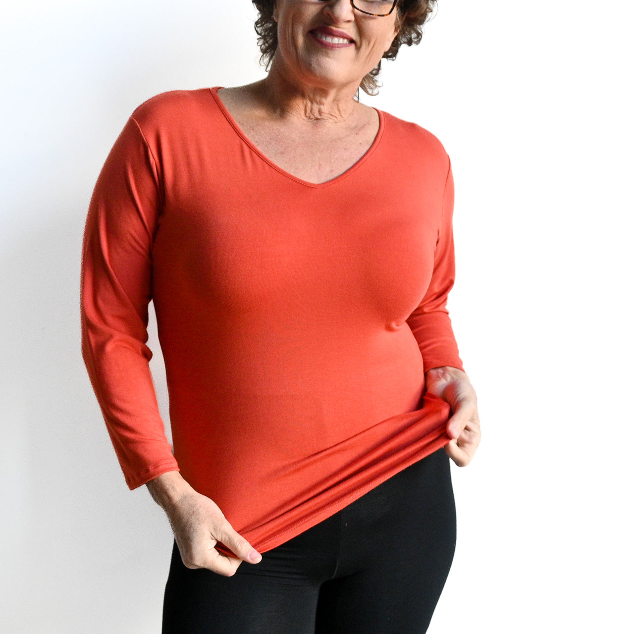 I'll Be There Long Sleeve T-shirt by KOBOMO Bamboo - BrickRedXXL-Size2022 KOBOMO