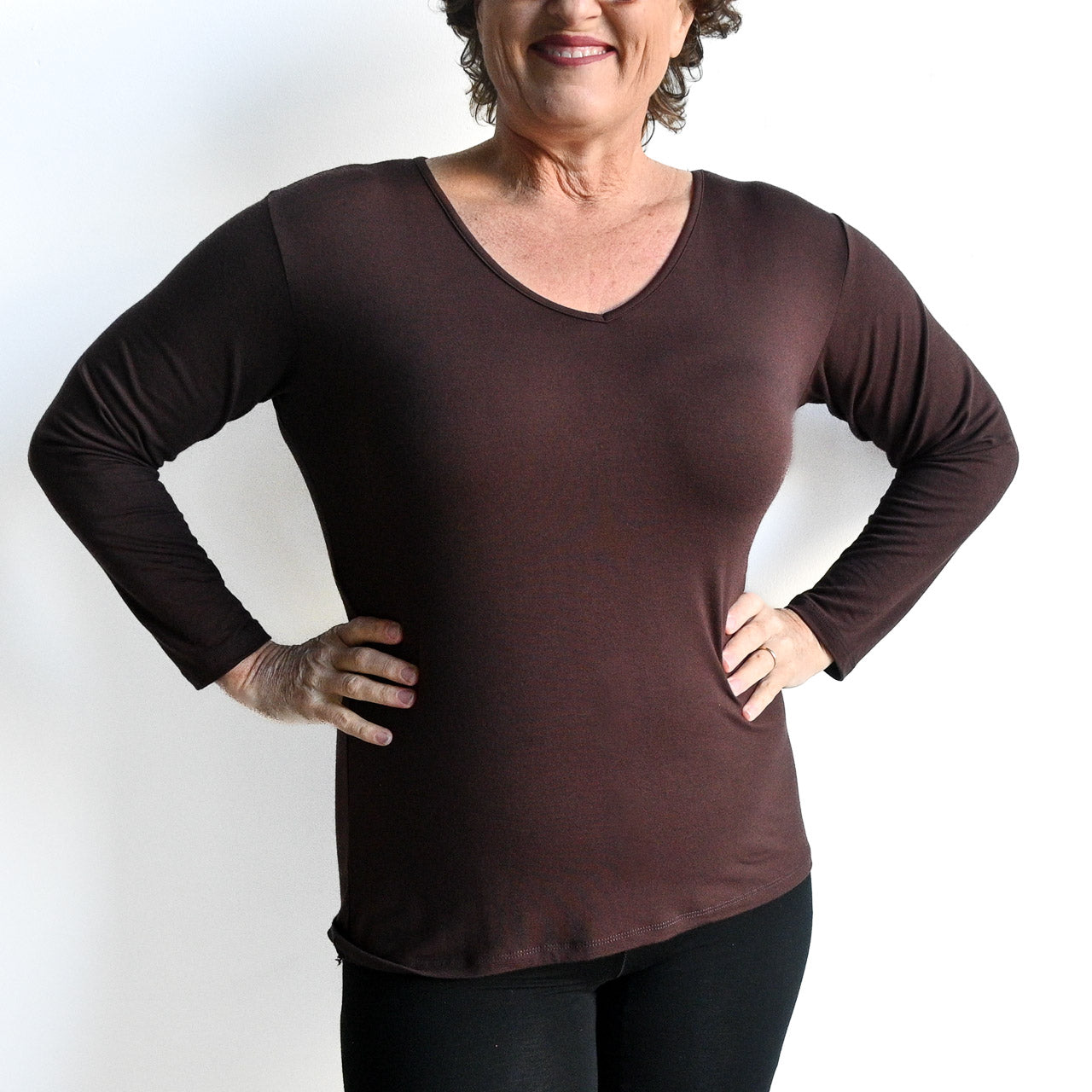 I'll Be There Long Sleeve T-shirt by KOBOMO Bamboo - ChocolateBrownXXL-Size2022 KOBOMO