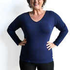 I'll Be There Long Sleeve T-shirt by KOBOMO Bamboo - NavyBlueXXL-Size2022 KOBOMO