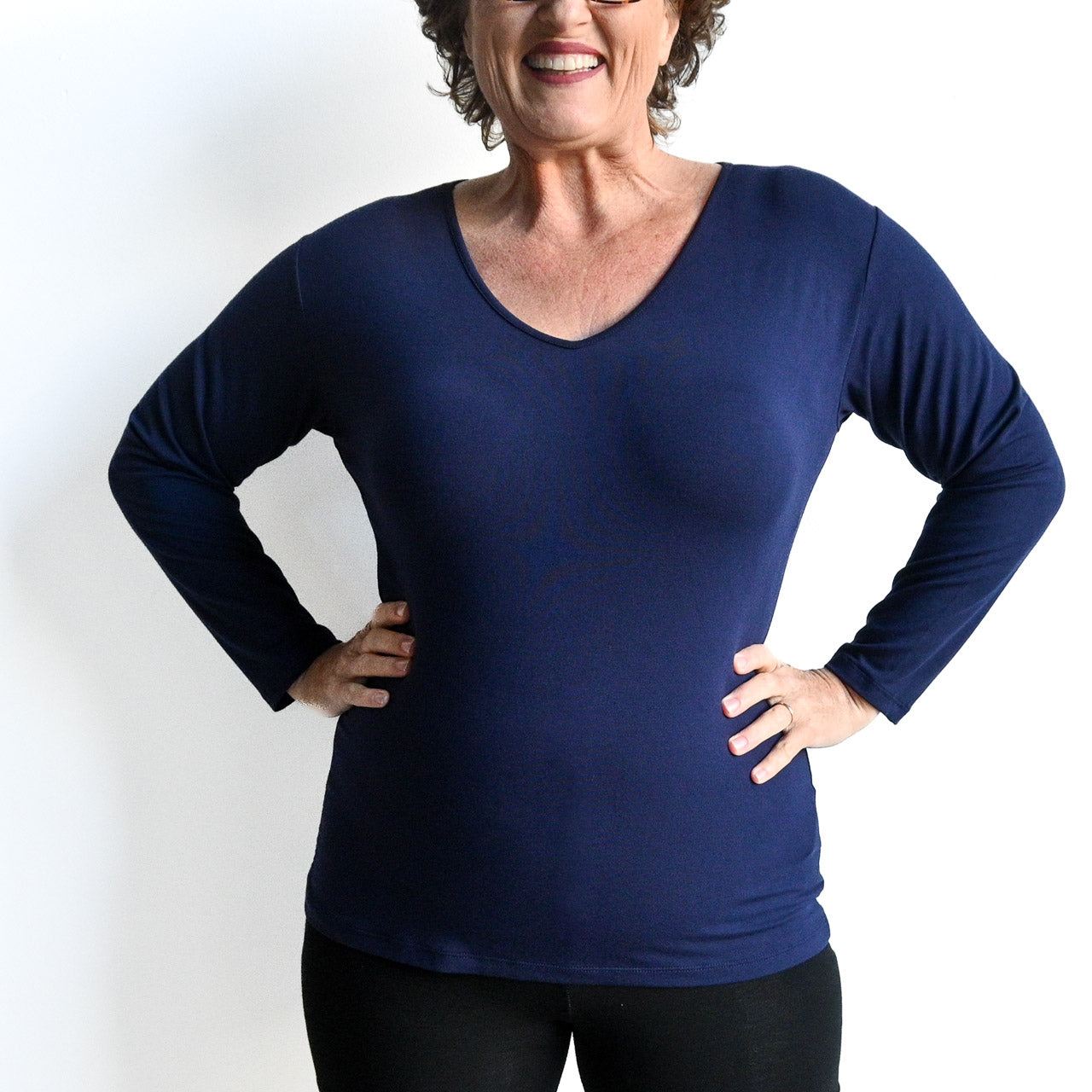 I'll Be There Long Sleeve T-shirt by KOBOMO Bamboo - NavyBlueXXL-Size2022 KOBOMO