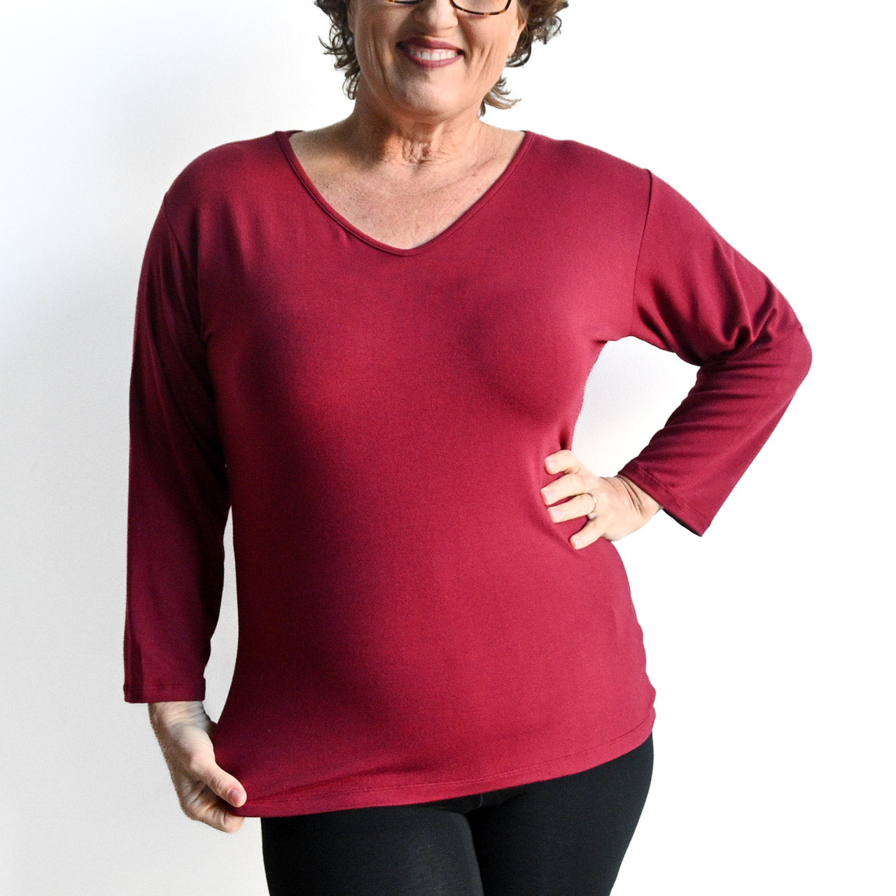 I'll Be There Long Sleeve T-shirt by KOBOMO Bamboo - SangriaRedXXL-Size2022 KOBOMO