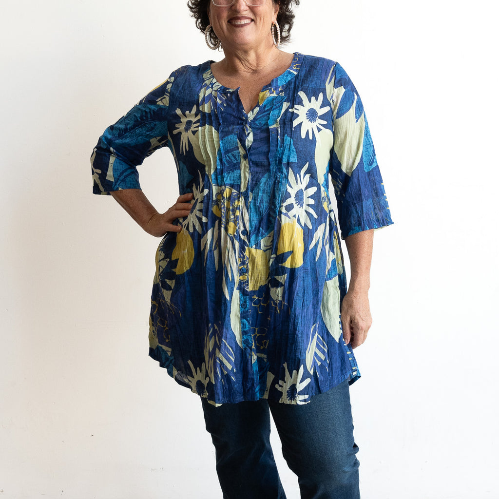 Island Resort Blouse by One Summer - Navy Fusion