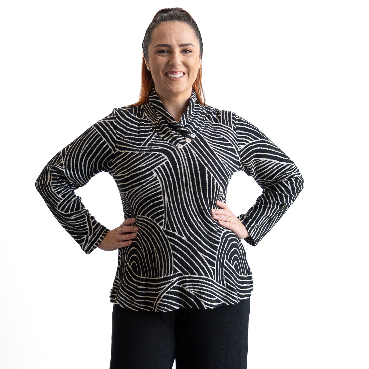 Jersey Knit Cowl Top by Orientique - Benin - 62790