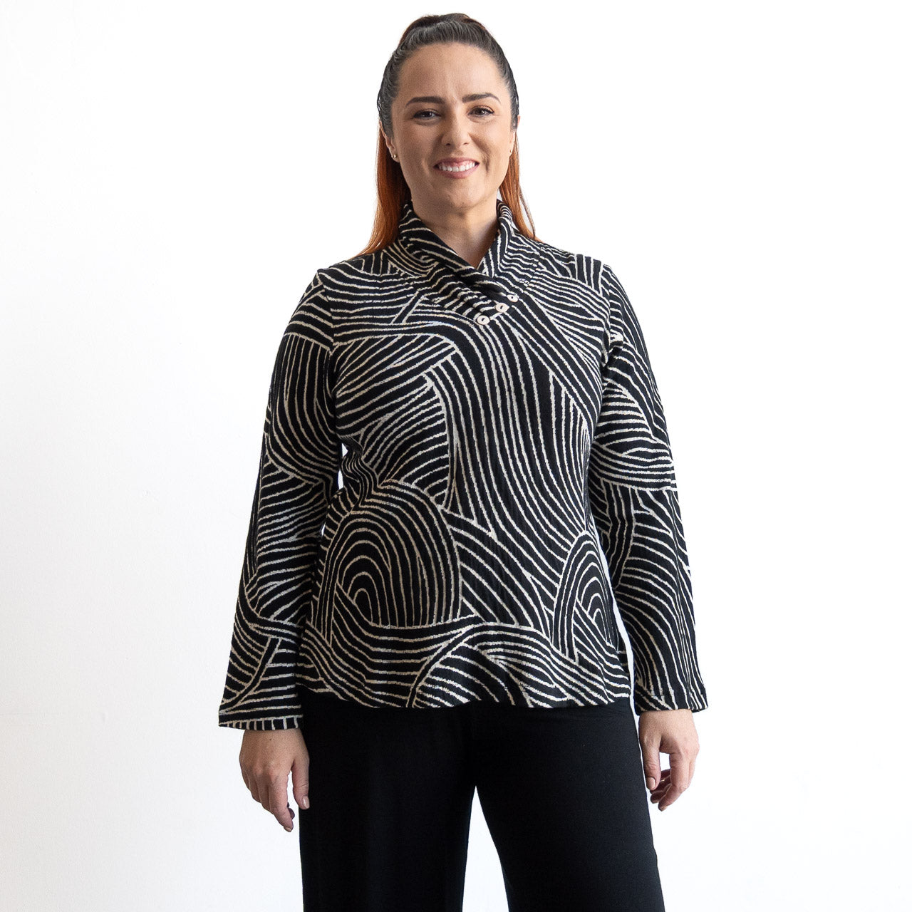 Jersey Knit Cowl Top by Orientique - Benin - 62790